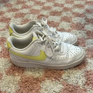 Nike Women’s Court Vision Low White Light Zitron Yellow Sneakers Shoes